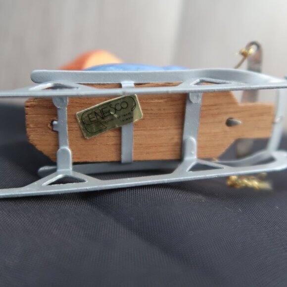 Vintage Enesco Girl on Sled Orange Hat Christmas Decor - Picture 6 of 9